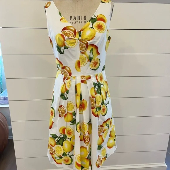 lemon fit and flare dress Girls Self Design Puff Sleeve Georgette Fit Flare Dress – Trendia main image 0
